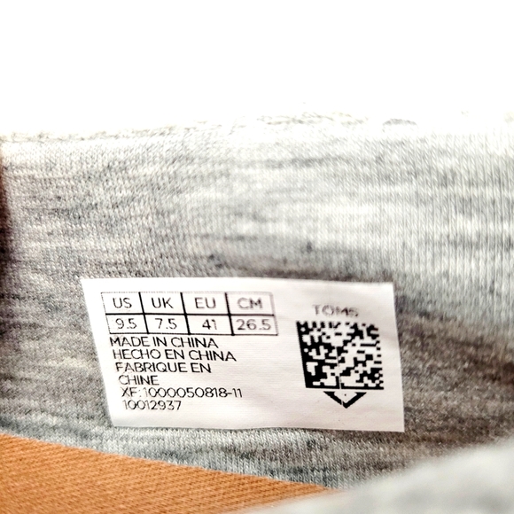 Toms Classic Drizzle Grey Embroidered Snowflakes Size 9.5 - Picture 9 of 10